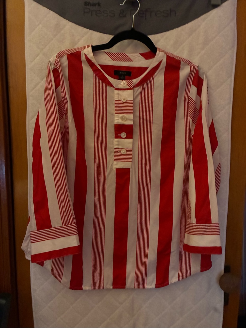 J. Crew Red and White Striped Shirt